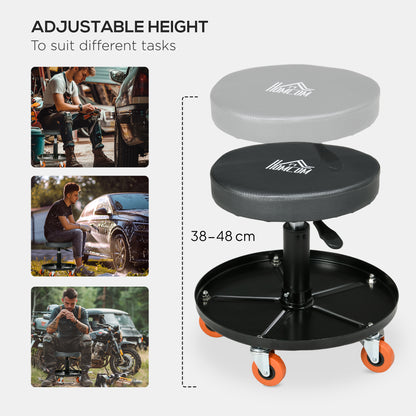 Pneumatic Adjustable Mechanic Stool w/ Tool Tray, Wheels