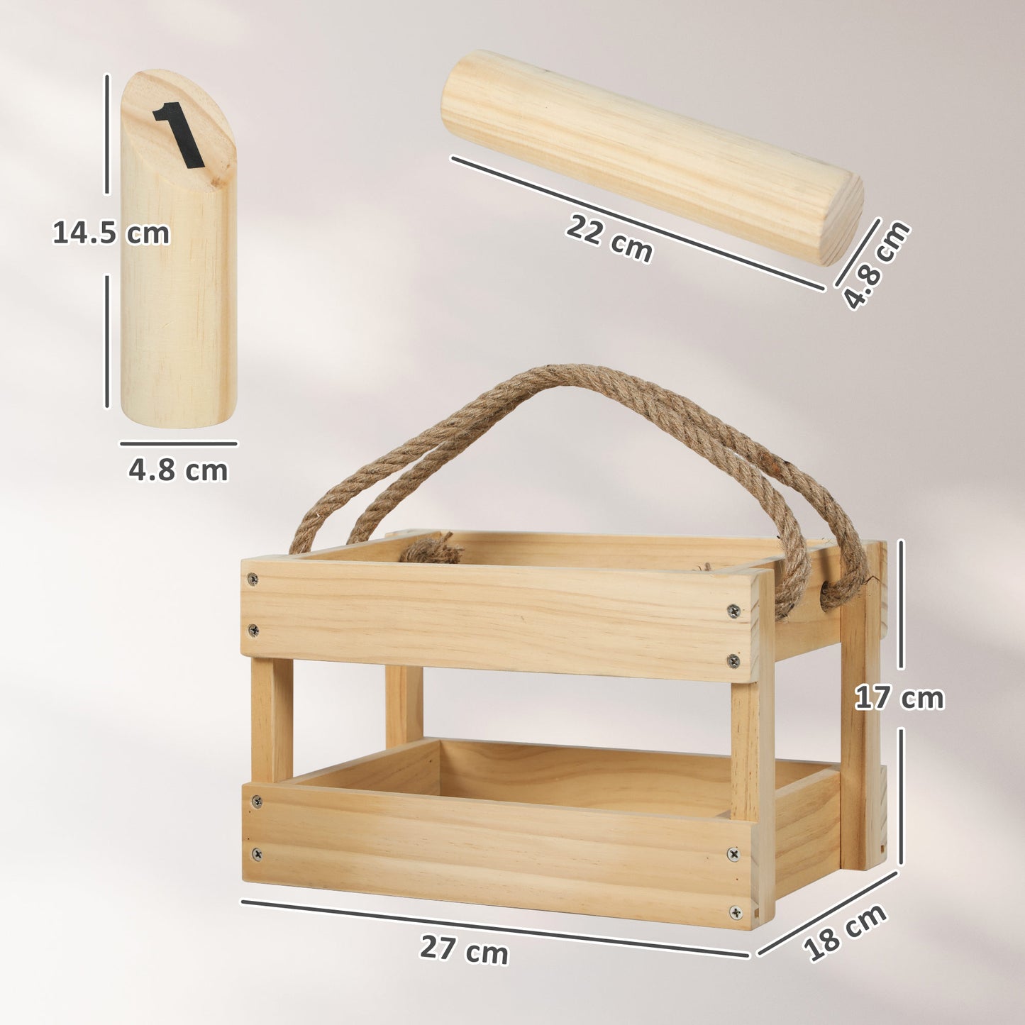 Molkky Game, Wooden Skittles Throwing Game with Carrying Box