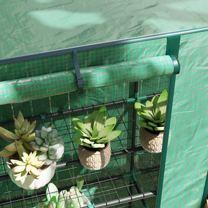 3 Tier Lean-to Mini Greenhouse with Green Hemmed Edging, Green
