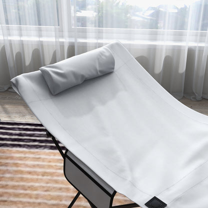Foldable Sun Lounger, Outdoor Tanning Sun Lounger Chair with Side Pocket, Headrest, Oxford Seat, for Beach, Yard, Patio, Grey