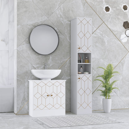 Slim Bathroom Storage Unit, Bathroom Cabinet with Doors, White