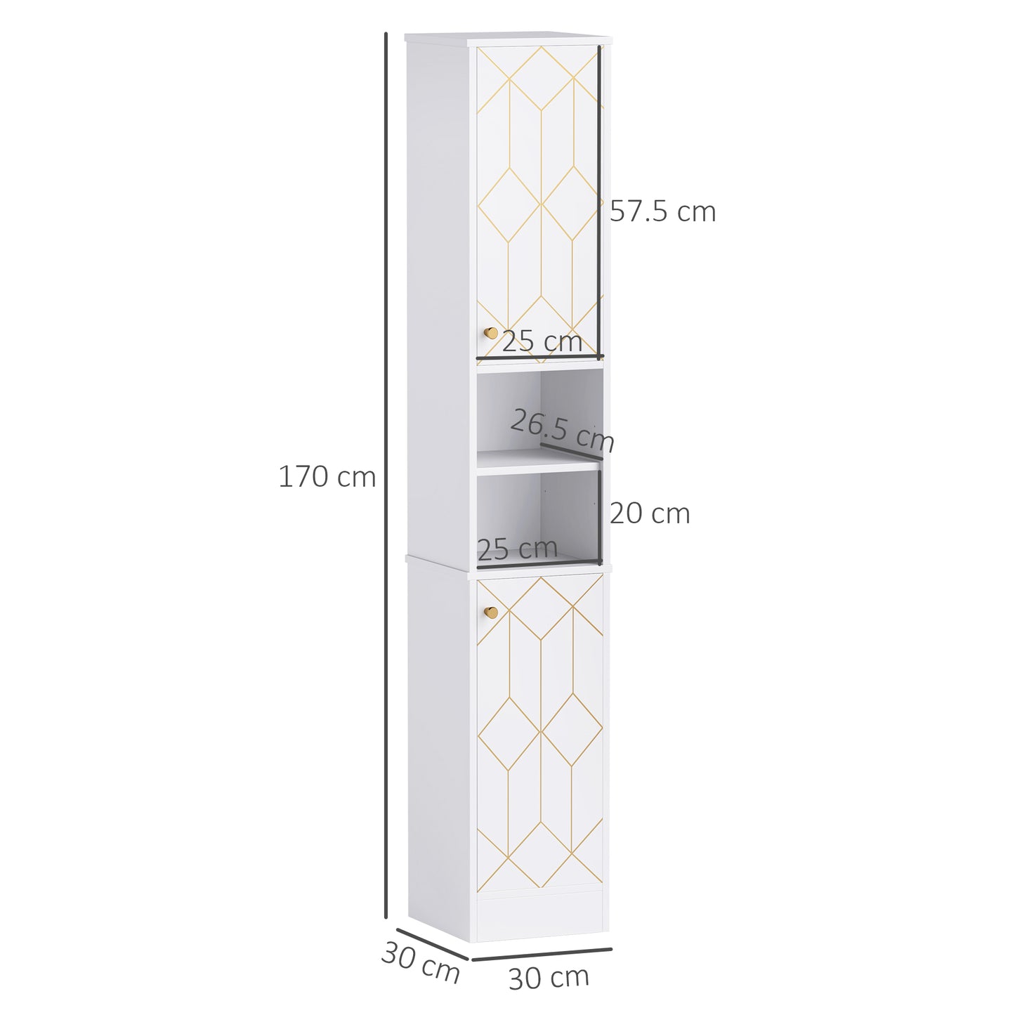 Slim Bathroom Storage Unit, Bathroom Cabinet with Doors, White