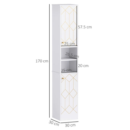 Slim Bathroom Storage Unit, Bathroom Cabinet with Doors, White