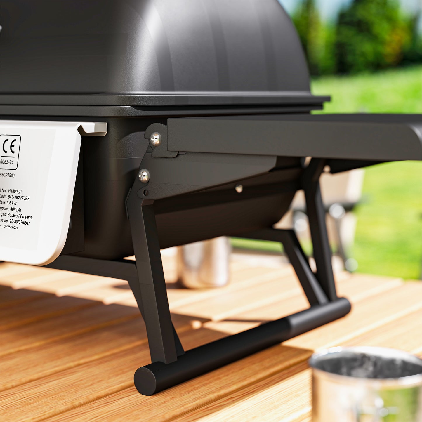 Portable Tabletop Gas Barbecue Grill with Thermometer, Black