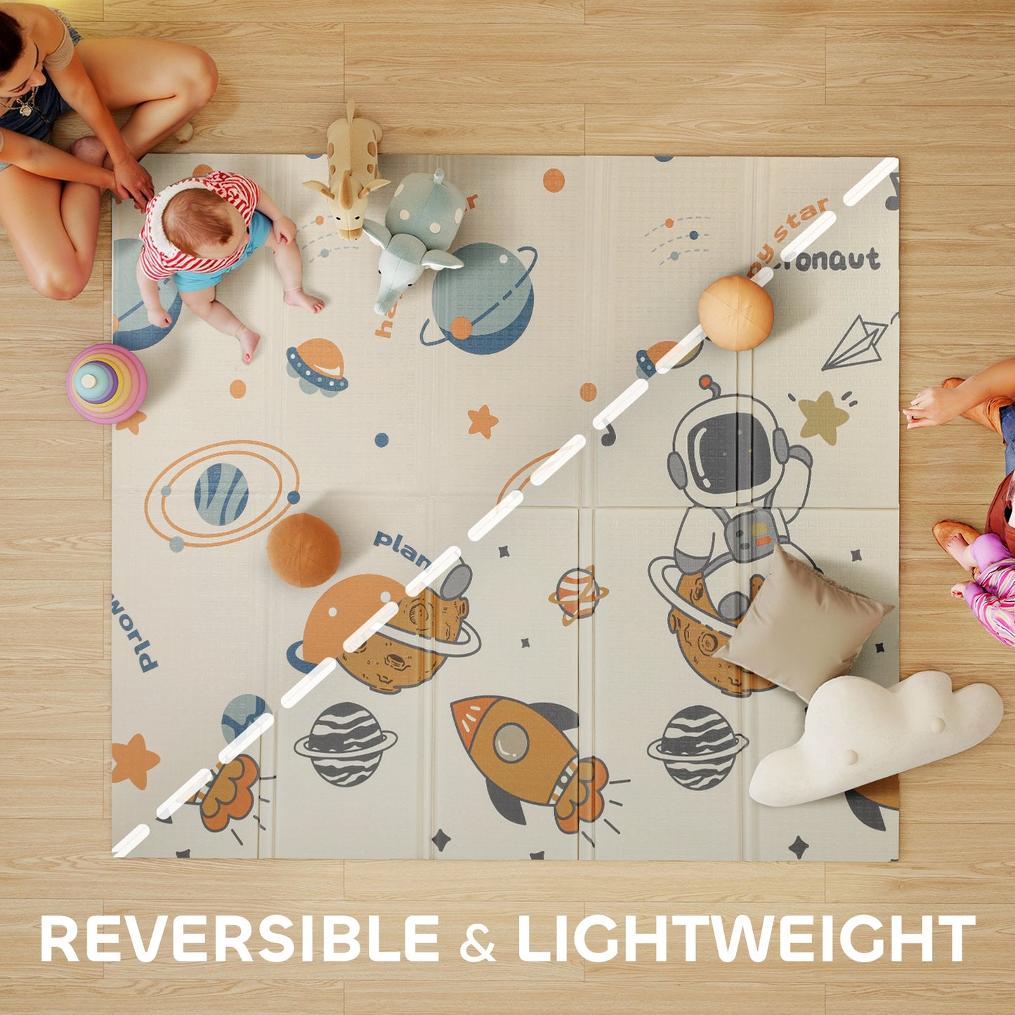 Baby Play Mat, Foldable Activity Playmat, Astronaut & Planet Theme