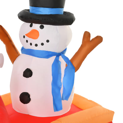 6.5ft Christmas Inflatable Santa Claus on Sleigh Deer with LED Light