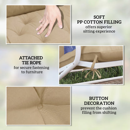 Garden Bench Cushion, Seat Pad with Ties, Khaki