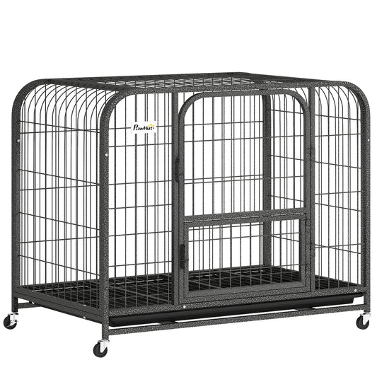 Heavy Duty Dog Crate, Large Dog Cage with Wheels and Tray