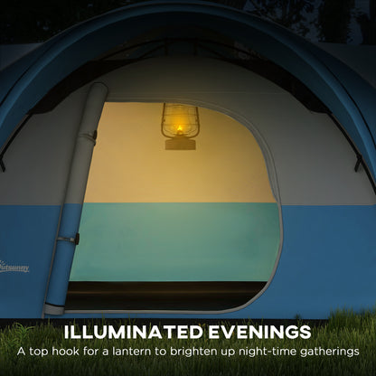 3000mm Waterproof Camping Tent for 5-6 Man, Family Tent with Porch and Sewn in Groundsheet, Portable with Bag, Blue