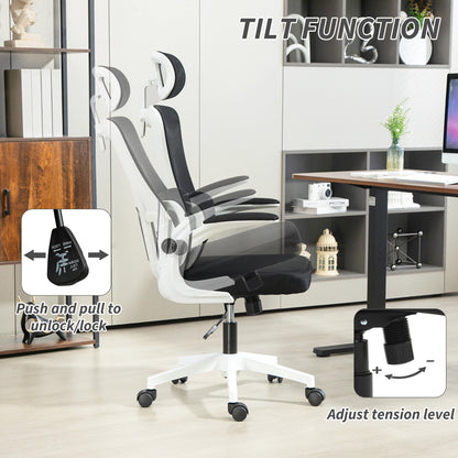 Vinsetto Mesh Office Chair with Adjustable Headrest, Lumbar Support, Black