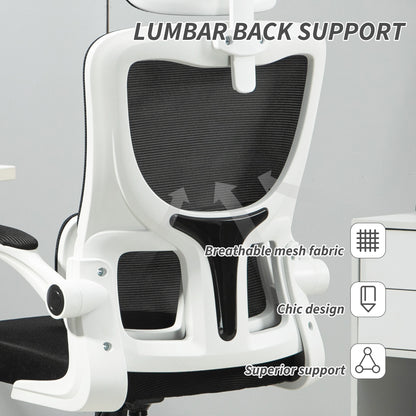 Vinsetto Mesh Office Chair with Adjustable Headrest, Lumbar Support, Black