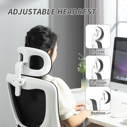 Vinsetto Mesh Office Chair with Adjustable Headrest, Lumbar Support, Black