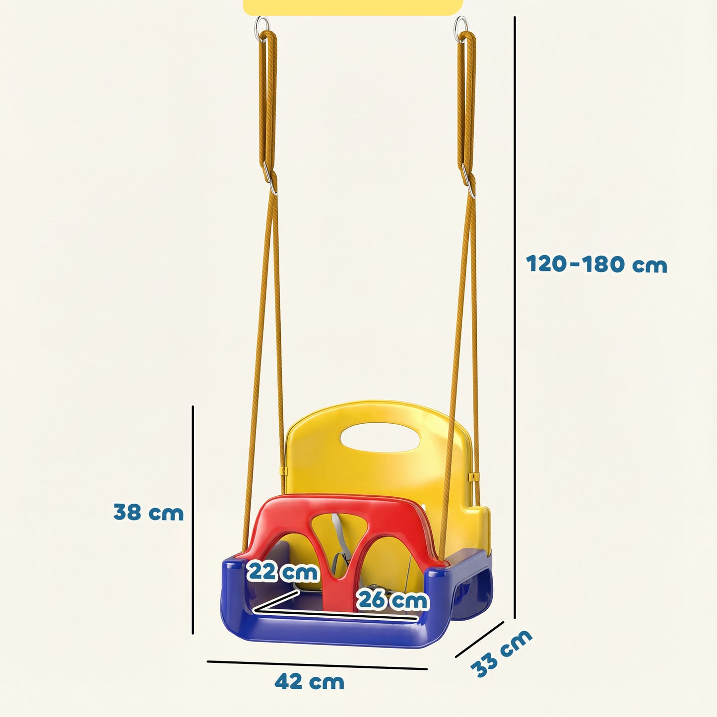 3 in 1 Kids Swing Seat, Adjustable Toddler Swing Chair, Dark Blue