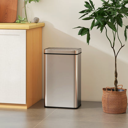 60 L Kitchen Bin with Fingerprint-Proof Stainless Steel, Silver Tone