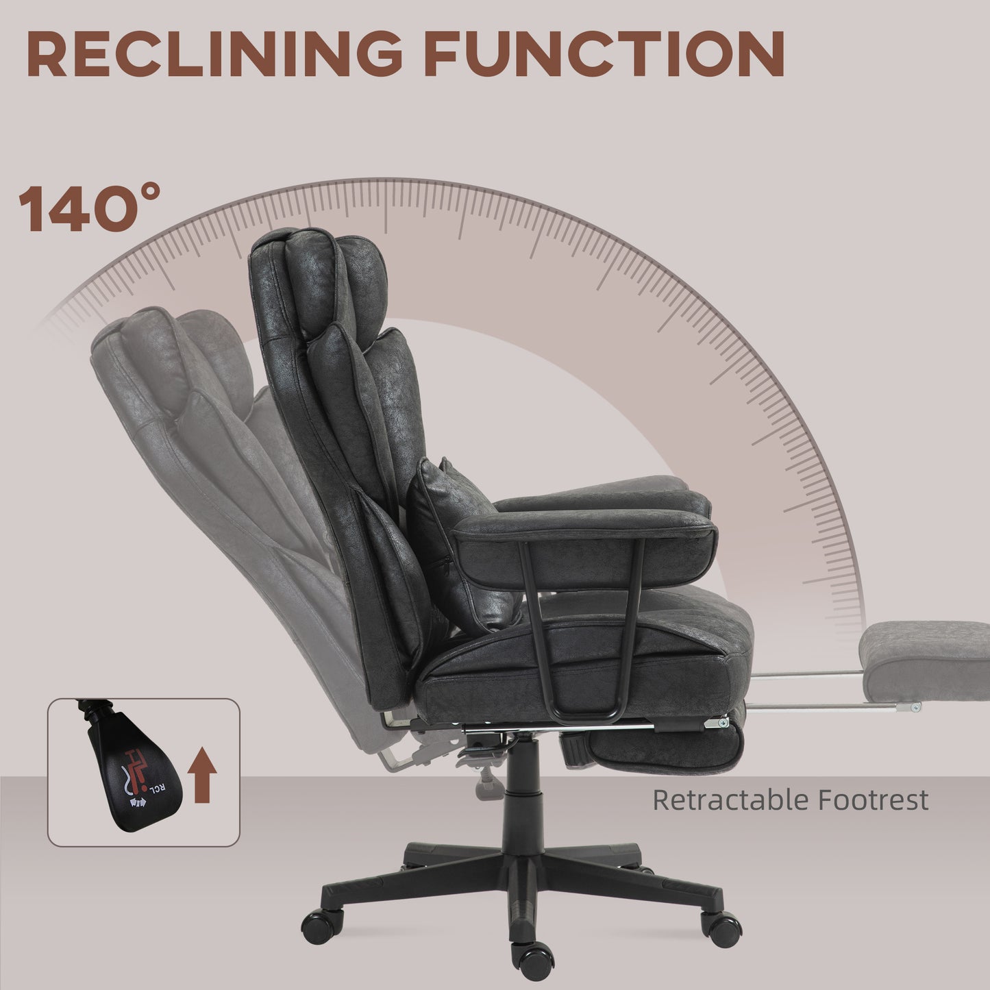 Office Chair, Ergonomic Desk Chair with Foot Rest, Black