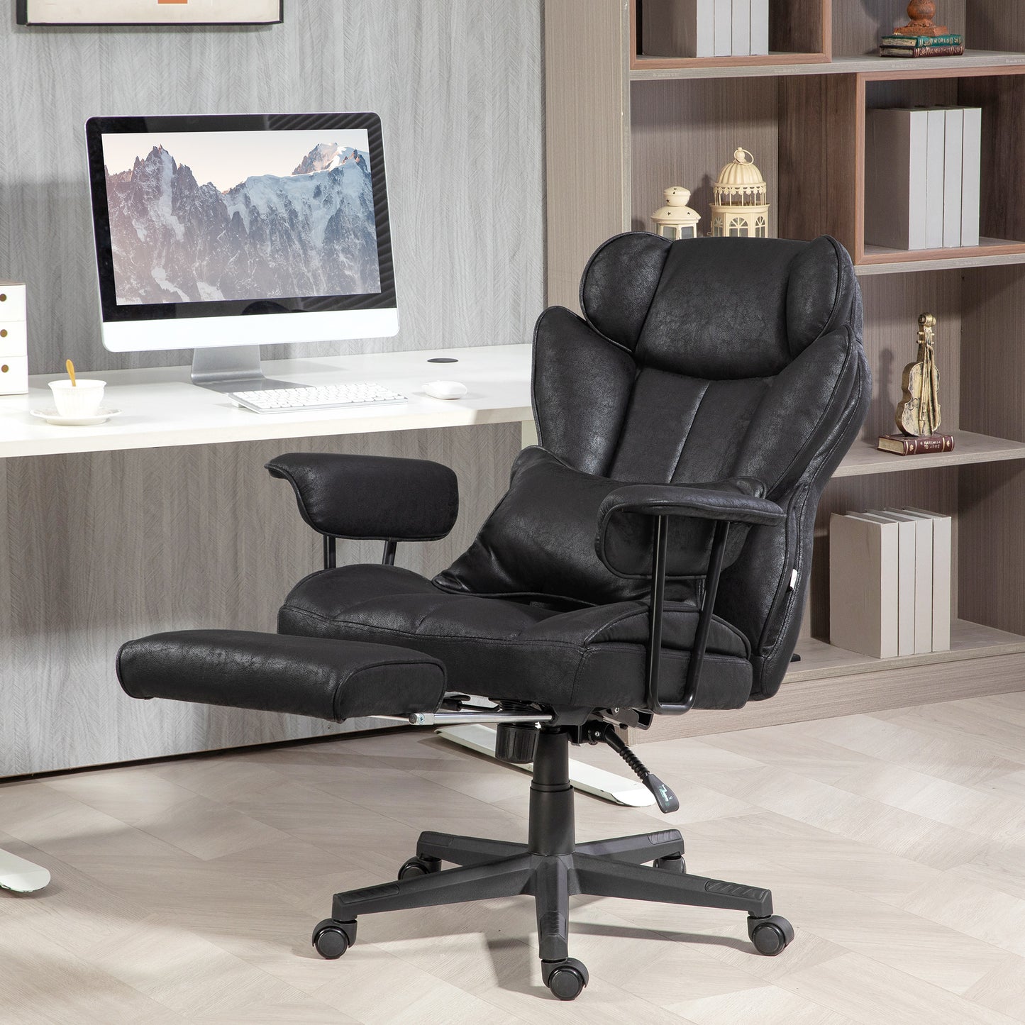 Office Chair, Ergonomic Desk Chair with Foot Rest, Black