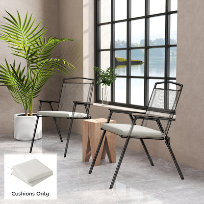 2Pcs Garden Chair Cushions, Waterproof Seat Pads, Cream White