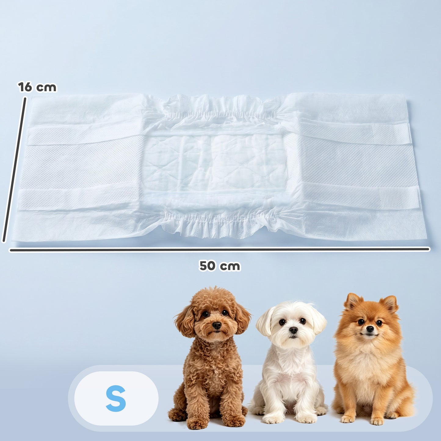 Disposable Dog Diapers Male, 48 Count Absorbent Dog Nappies, Puppy Sanitary Wraps Panties for Incontinence or Excitable Urination and Training, S, 30-48 cm