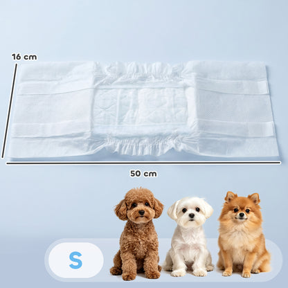 Disposable Dog Diapers Male, 48 Count Absorbent Dog Nappies, Puppy Sanitary Wraps Panties for Incontinence or Excitable Urination and Training, S, 30-48 cm