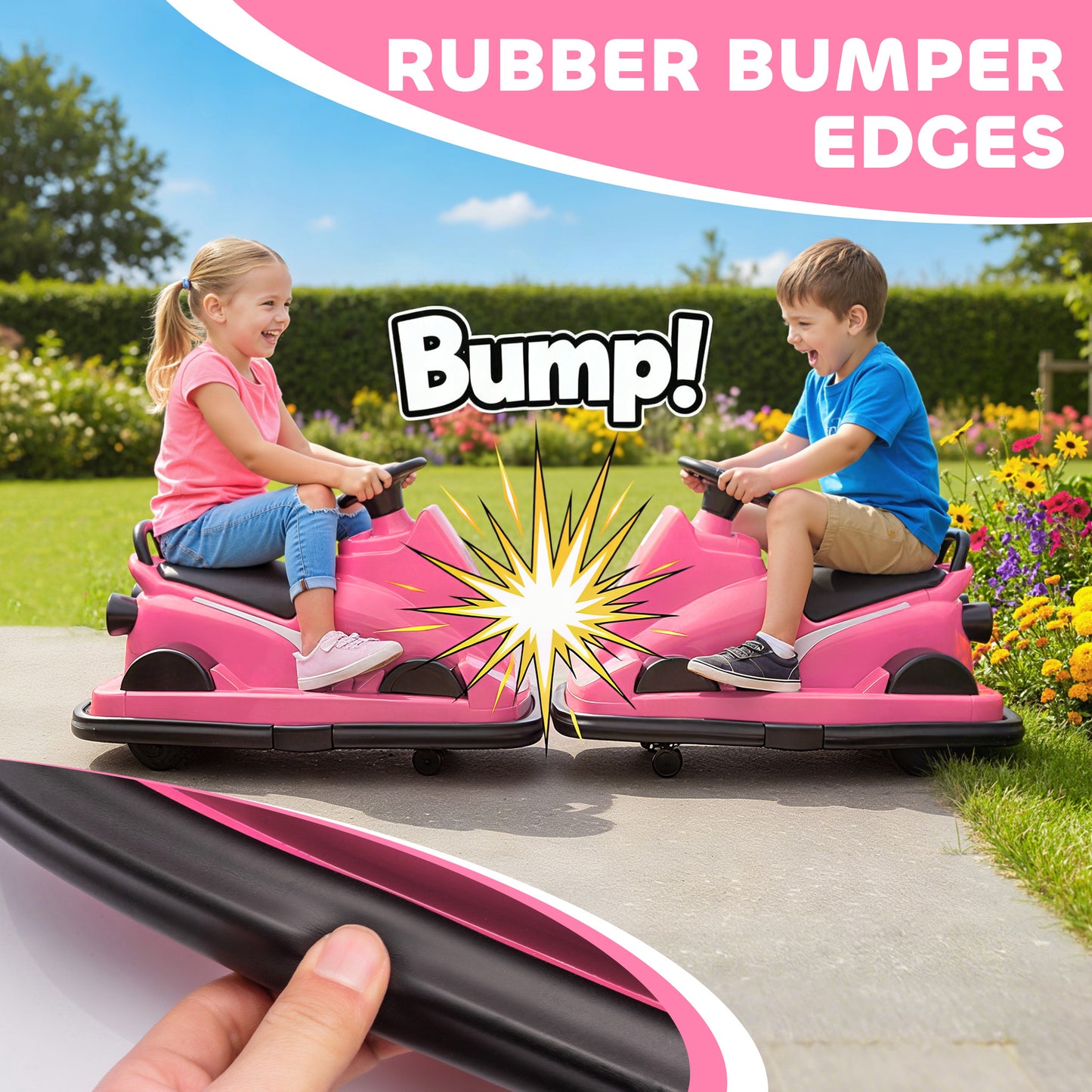 Electric Kids Bumper Car with 360 Degree Rotation Spin, Pink