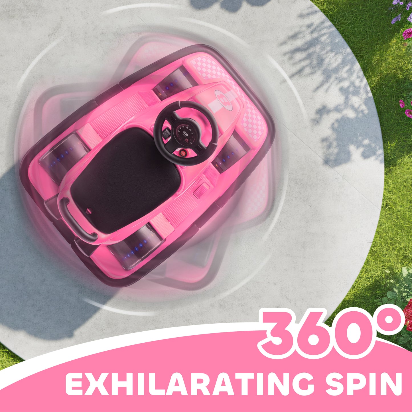 Electric Kids Bumper Car with 360 Degree Rotation Spin, Pink
