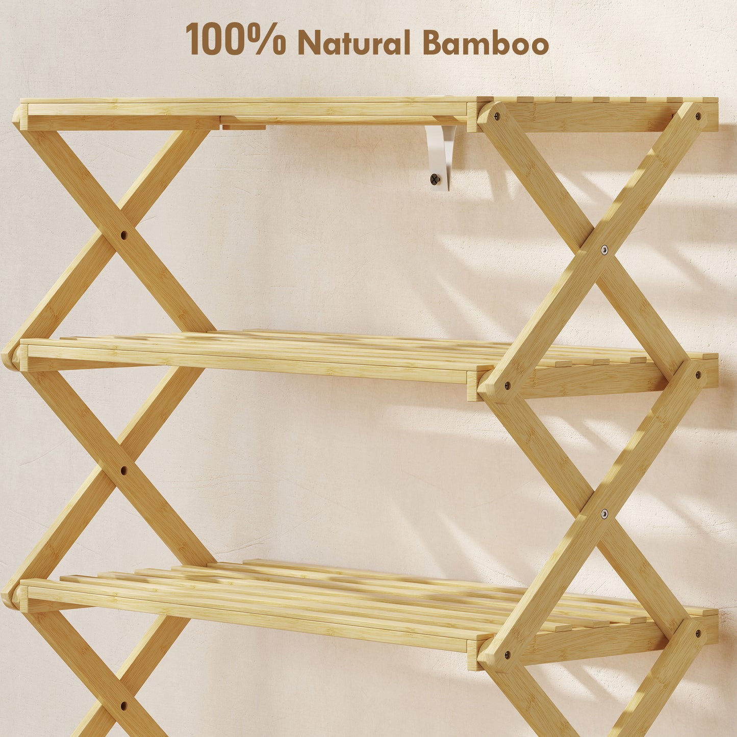 4-Tier Bamboo Shoe Rack, Folding Shoe Shelf, Holds up to 12 Pairs