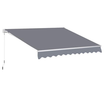 3 x 2.5m Garden Patio Manual Awning Retractable Canopy Sun Shade Shelter with Fittings and Crank Handle Grey