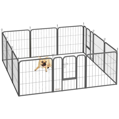 PawHut Dog Pen, 12 Panels Puppy Pen for Small Dogs, 60cm High, Black