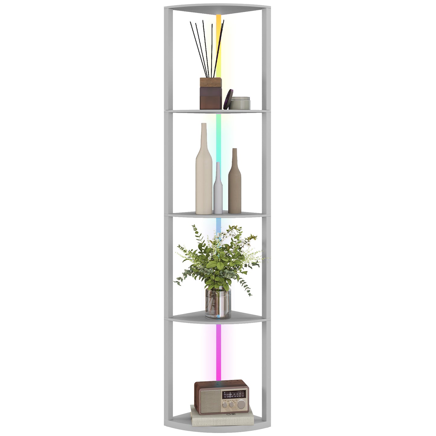 RGB LED Floor Lamp with Shelves and Remote Control for Living Room
