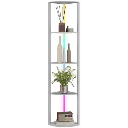 RGB LED Floor Lamp with Shelves and Remote Control for Living Room