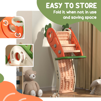 3 in 1 Kids Slide, Carrot-themed Foldable Indoor Slide for 1-3 Years