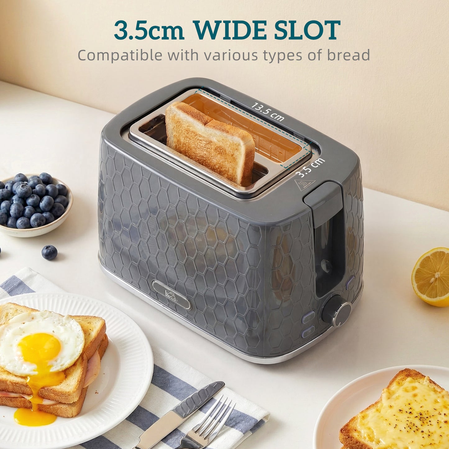 Kettle and Toaster Set with Limescale Filter, Crumb Tray, Grey