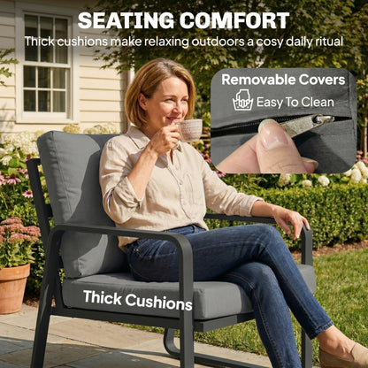 4 Piece Garden Furniture Set, Outdoor Sofa Set, Black