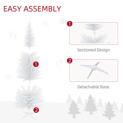 6FT Pencil Slim Artificial Christmas Tree with Study Stand Tips White