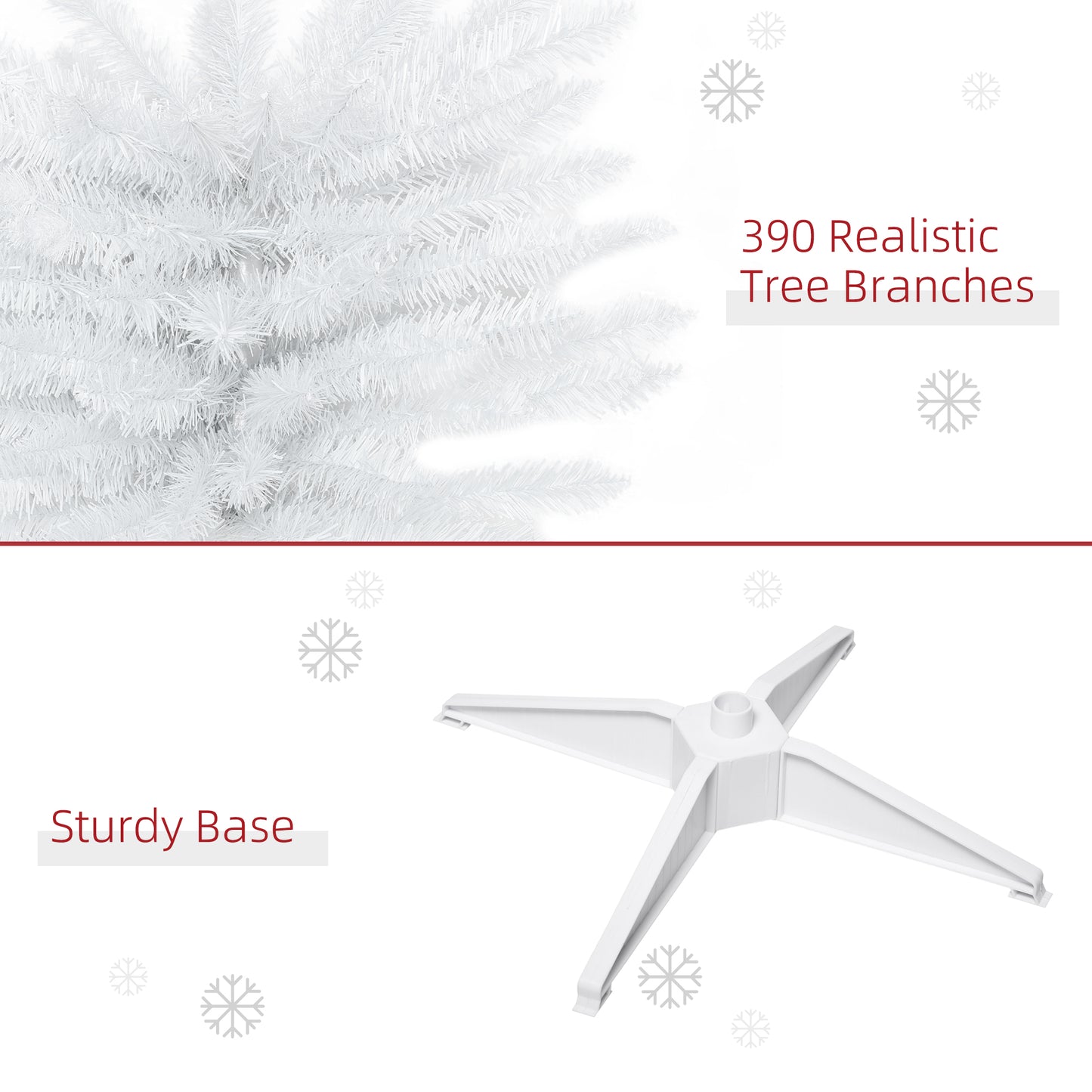 6FT Pencil Artificial Christmas Tree with Solid Stand Tips White