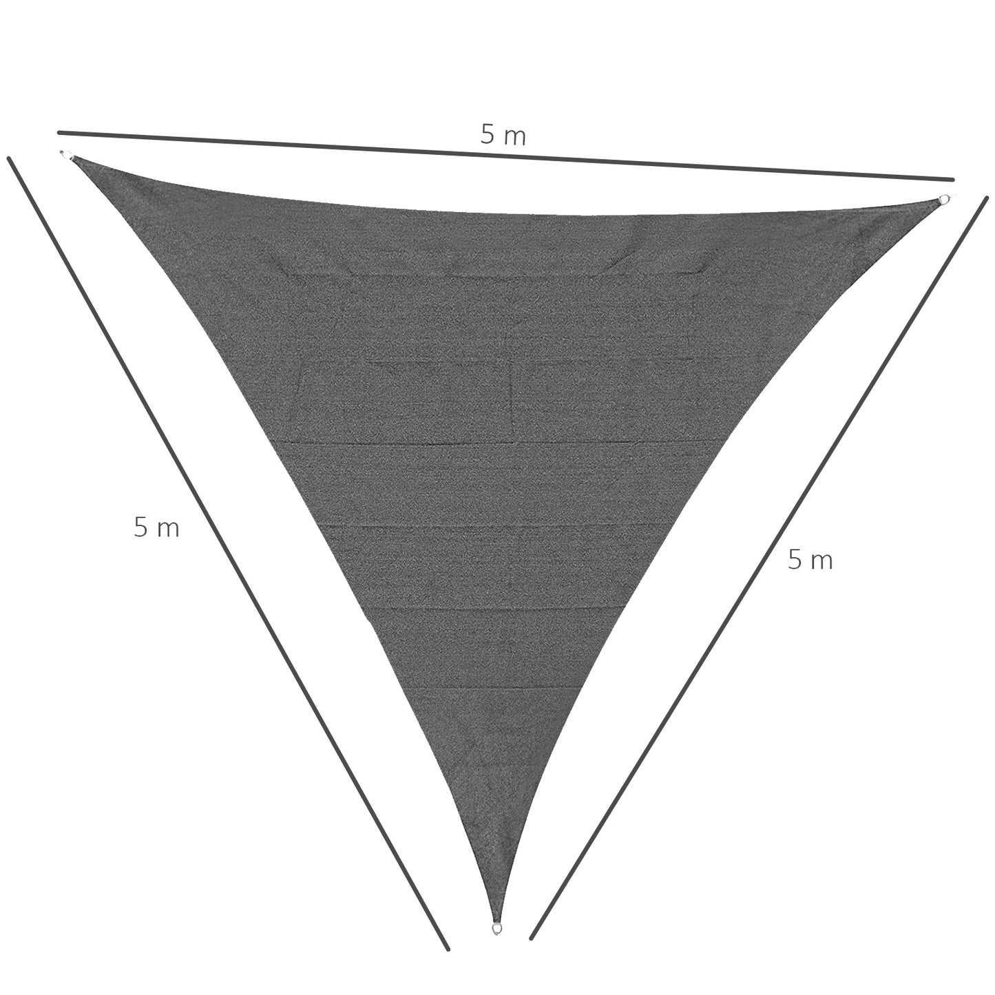 5x5m Triangle Sun Shade Sail UV Protection HDPE Canopy w/ Rings Grey