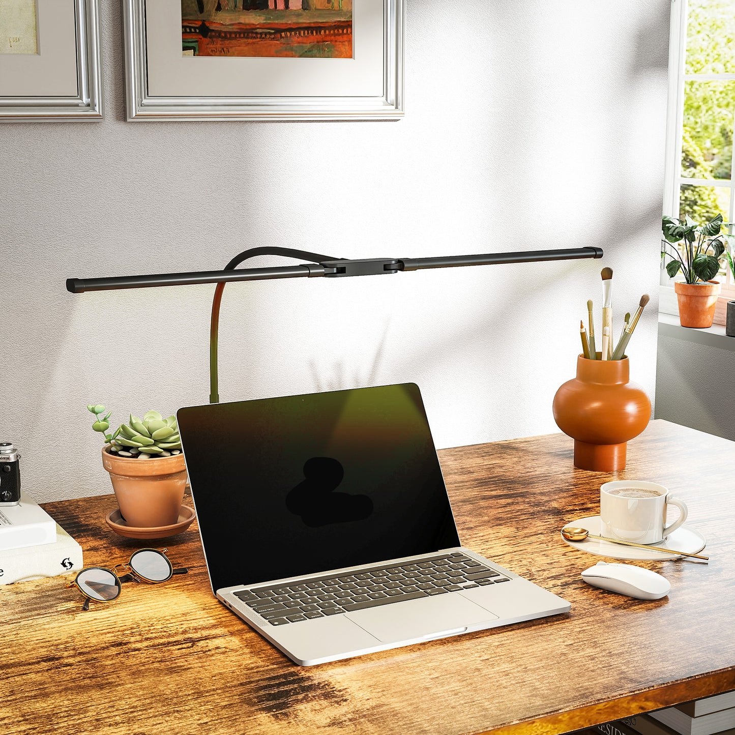 Double Head Table Lamp with 3 Colour Modes & 10 Dimmable, Black