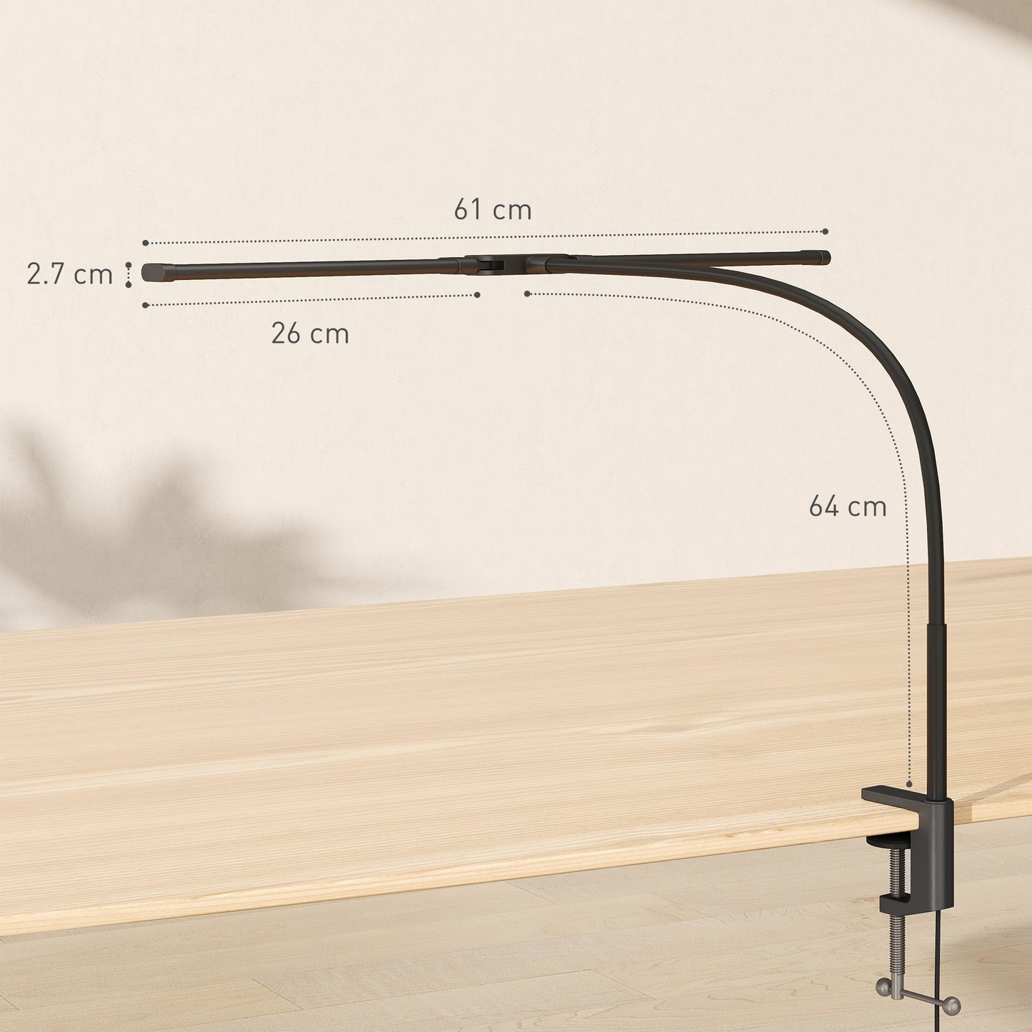 Double Head Table Lamp with 3 Colour Modes & 10 Dimmable, Black