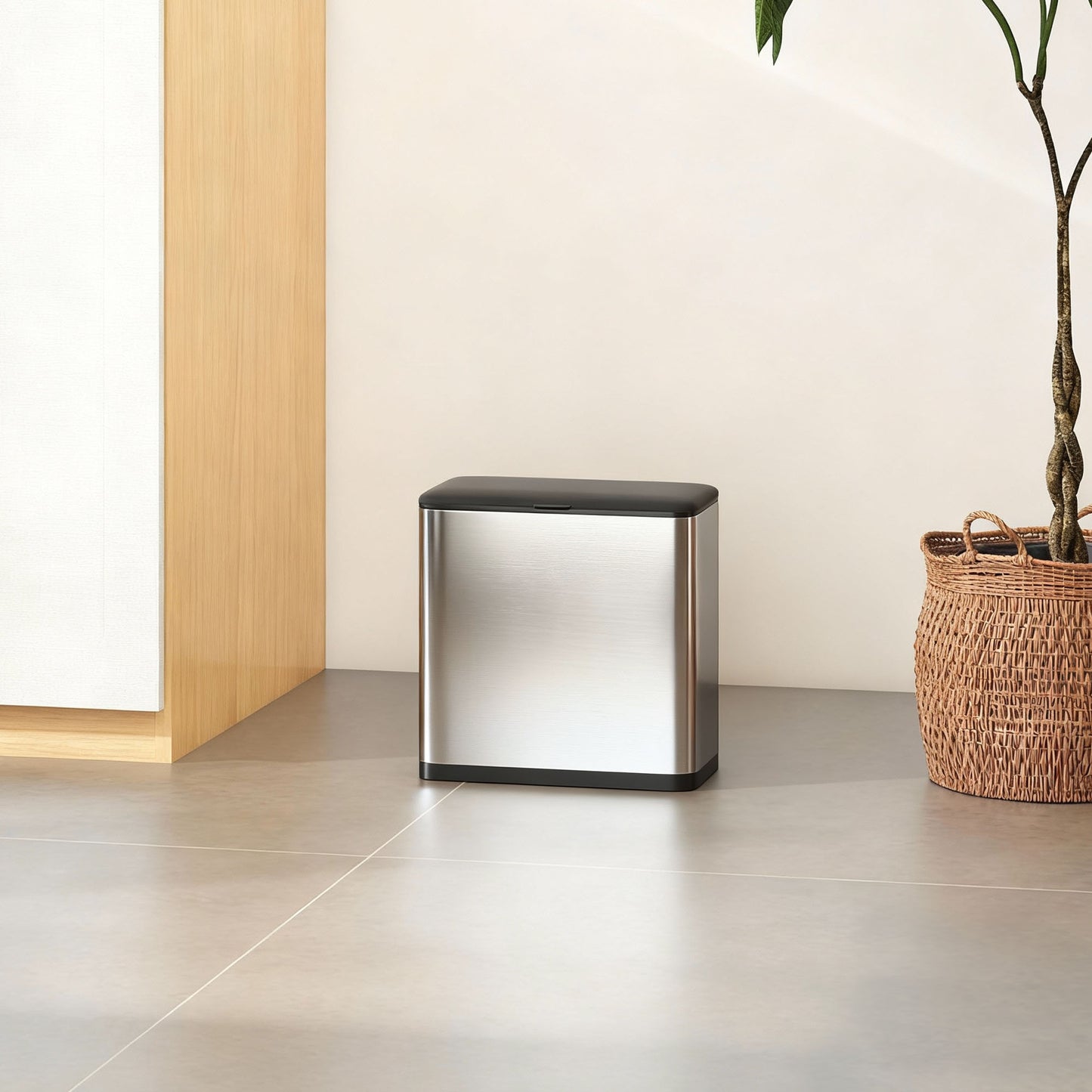 8L Hanging Kitchen Bin, Rubbish bin w/ Stay-Open Lid for Under Sink