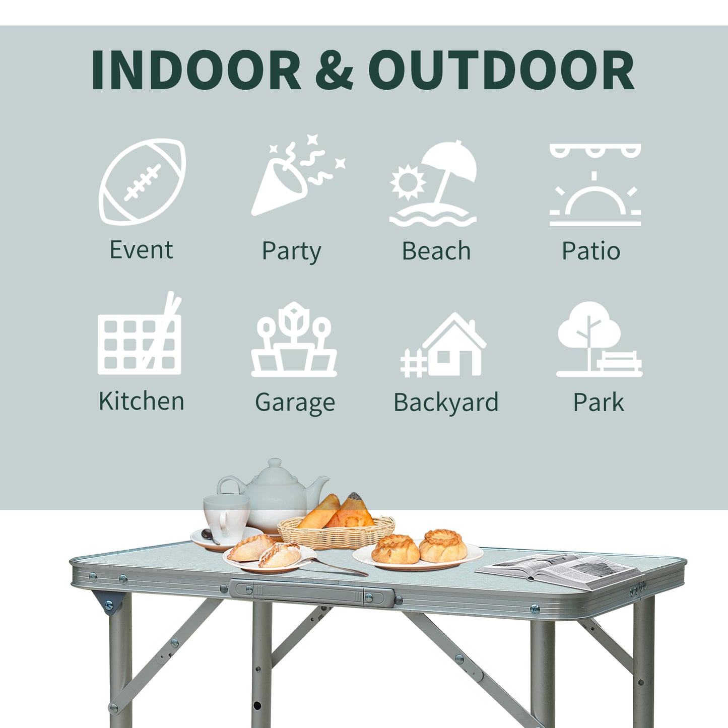 Garden Outdoor Camping Aluminium Table Portable Folding Picnic Table