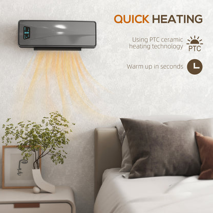 2000W Ceramic Electric Heater with Fan, Wall Heater, Grey