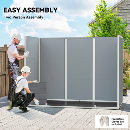 8 x 4 ft Resin Garden Shed with Floor, Lockable Doors, Light Grey
