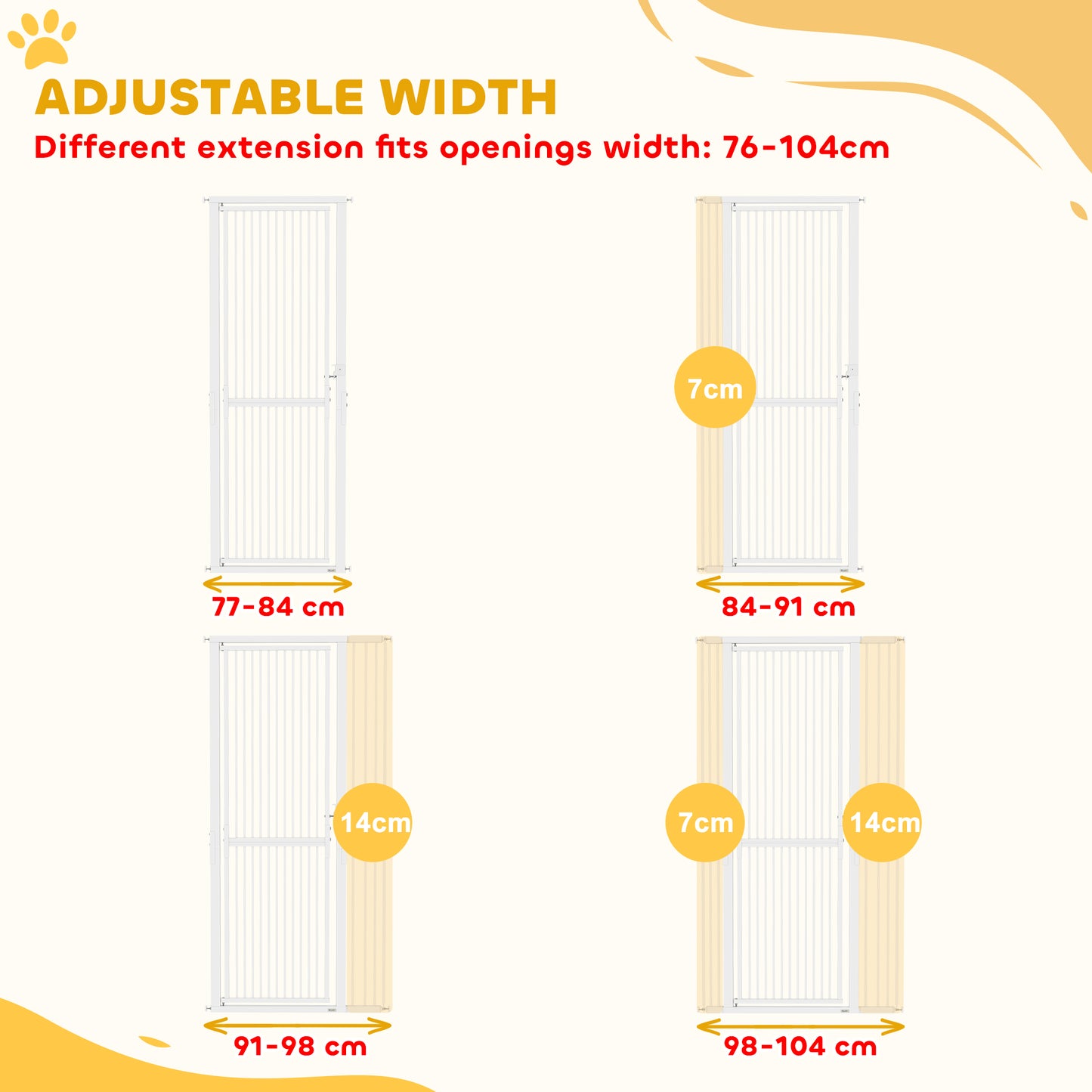 180cm Extra Tall Pet Gate Cat Gate with Narrow Gap, 76-104cm Wide