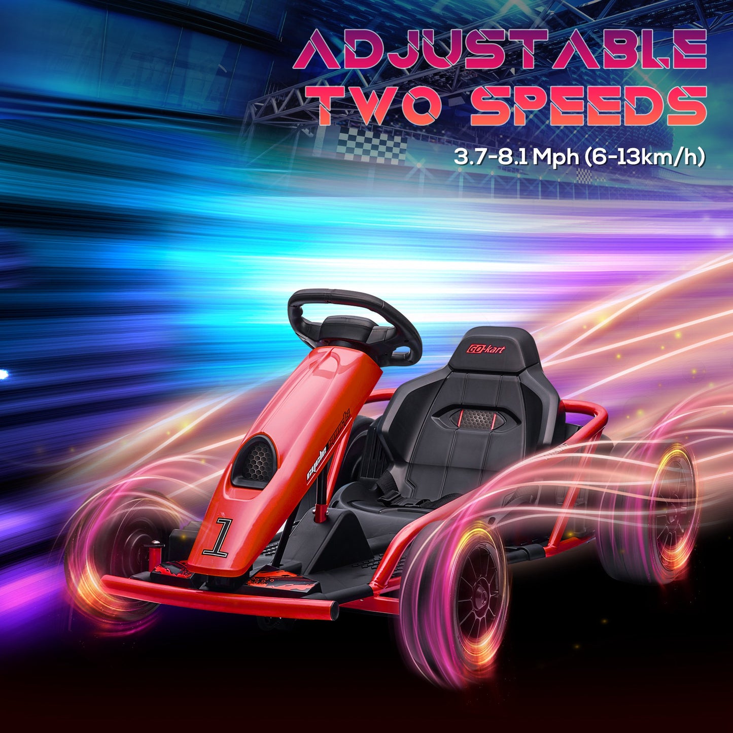 24V Electric Go Kart for Kids with Music, Horn Honking, Slow Start