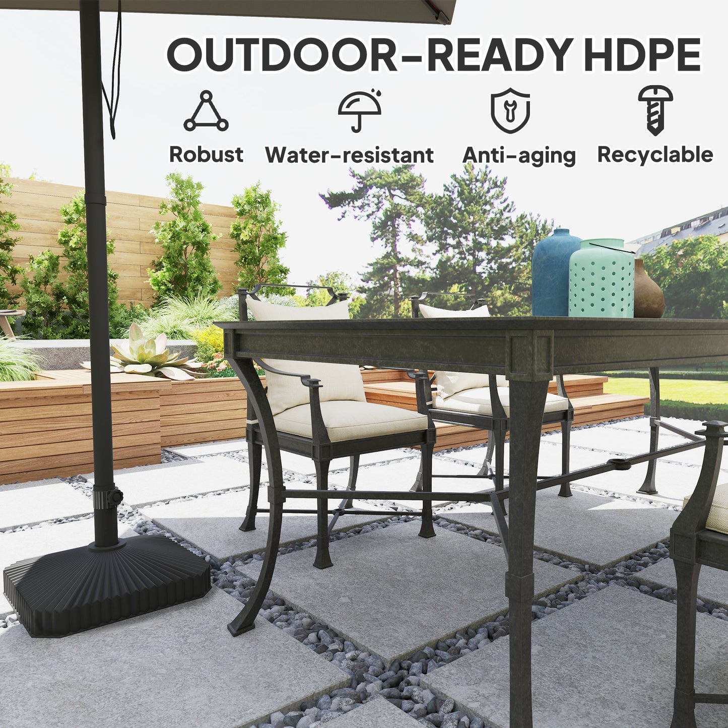 Patio Parasol Base Umbrella Stand, Sand/Water Filled, Black
