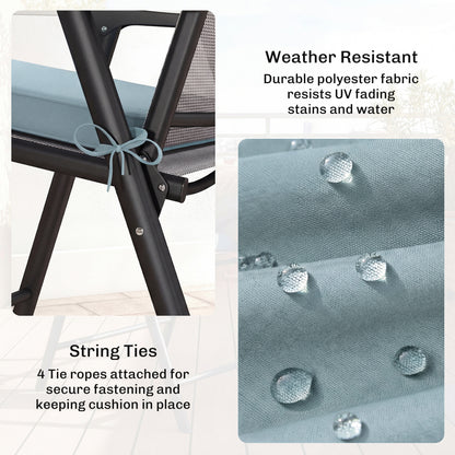 Set of 6 Chair Cushion Seat Pads with Removable Tie, Light Grey