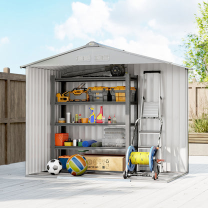 7 x 4ft Garden Shed Storage w/ Foundation Kit, Vents, Light Grey