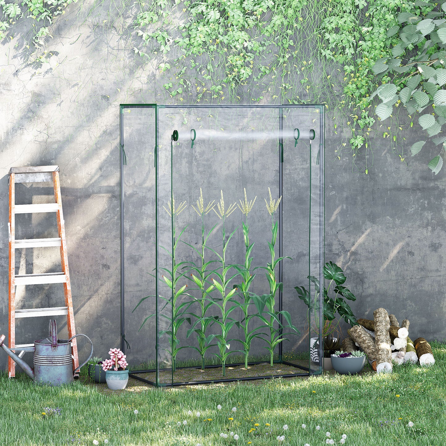100 x 50 x 150cm Greenhouse w/ Zipper Roll-up Door Outdoor Transparent