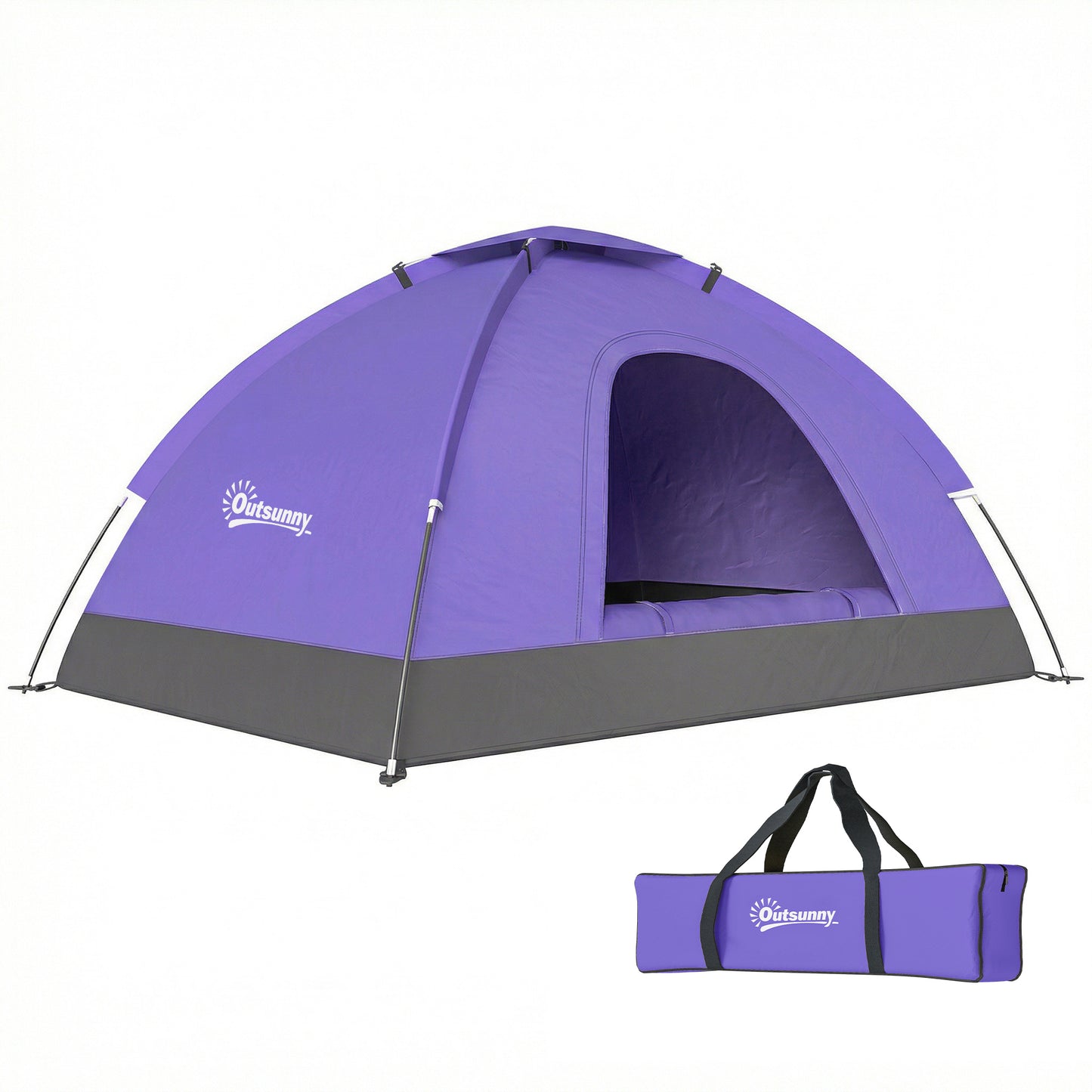 2 Person Camping Tent, Dome Tent with Storage Pocket, Light Purple