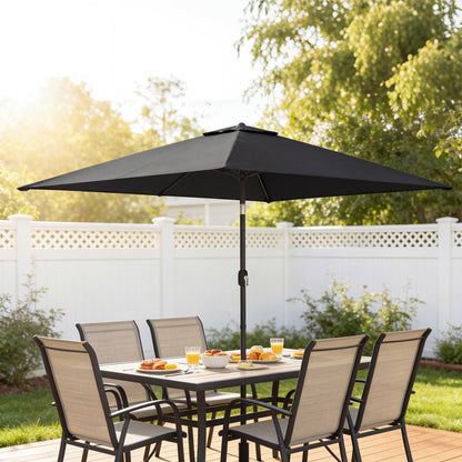 Garden Parasol, Outdoor Umbrella with Tilt Function, Black